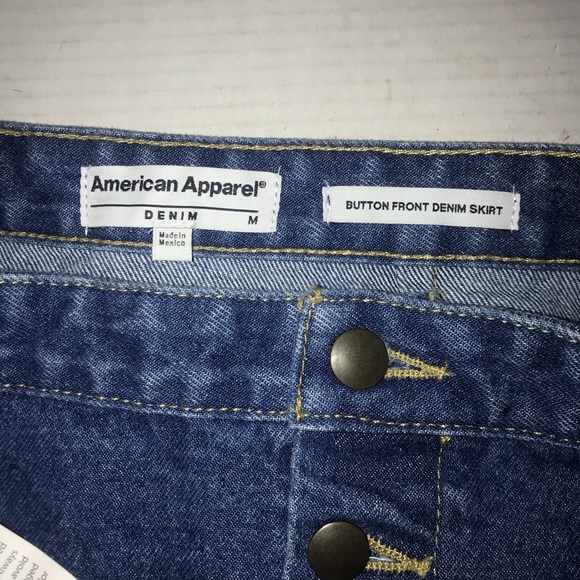 NWT American Apparel A-Line Button Front Denim Jean Mini Skirt Sz M - Picture 5 of 8